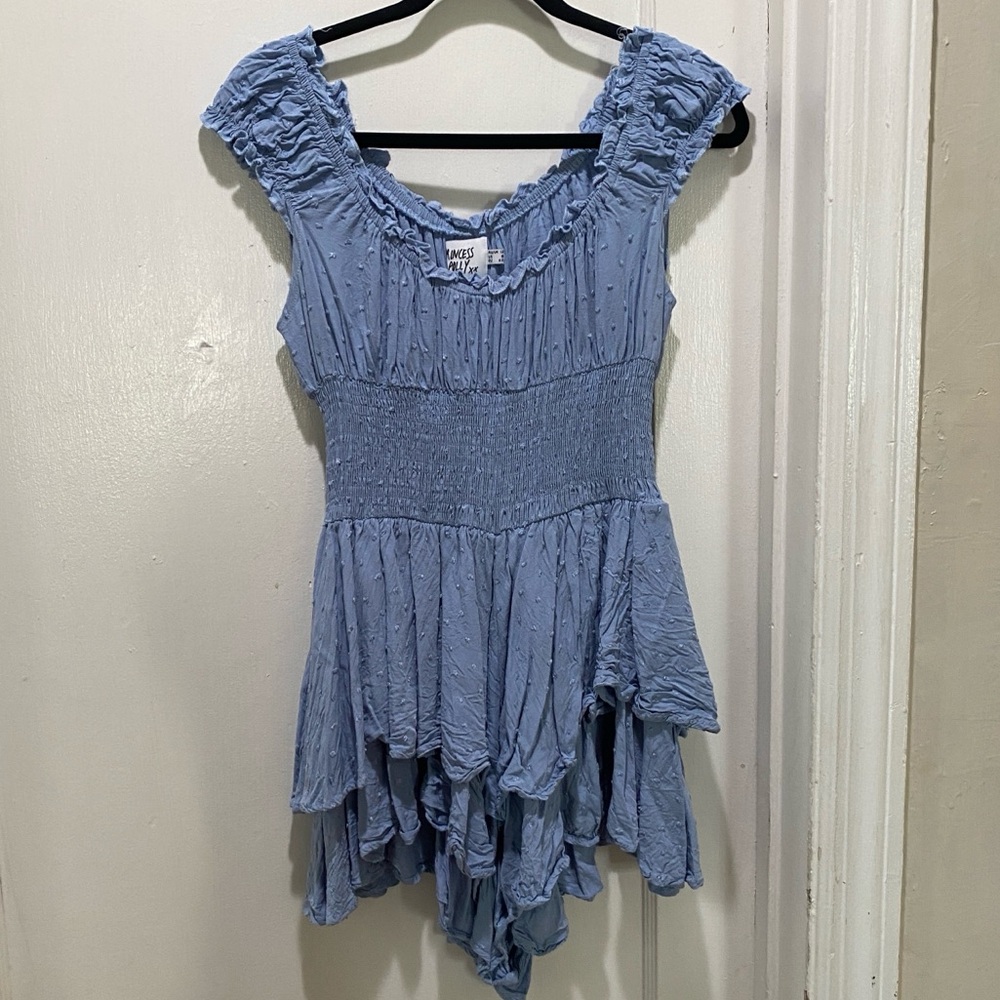 Princess Polly Sky Blue Ruffle Dress